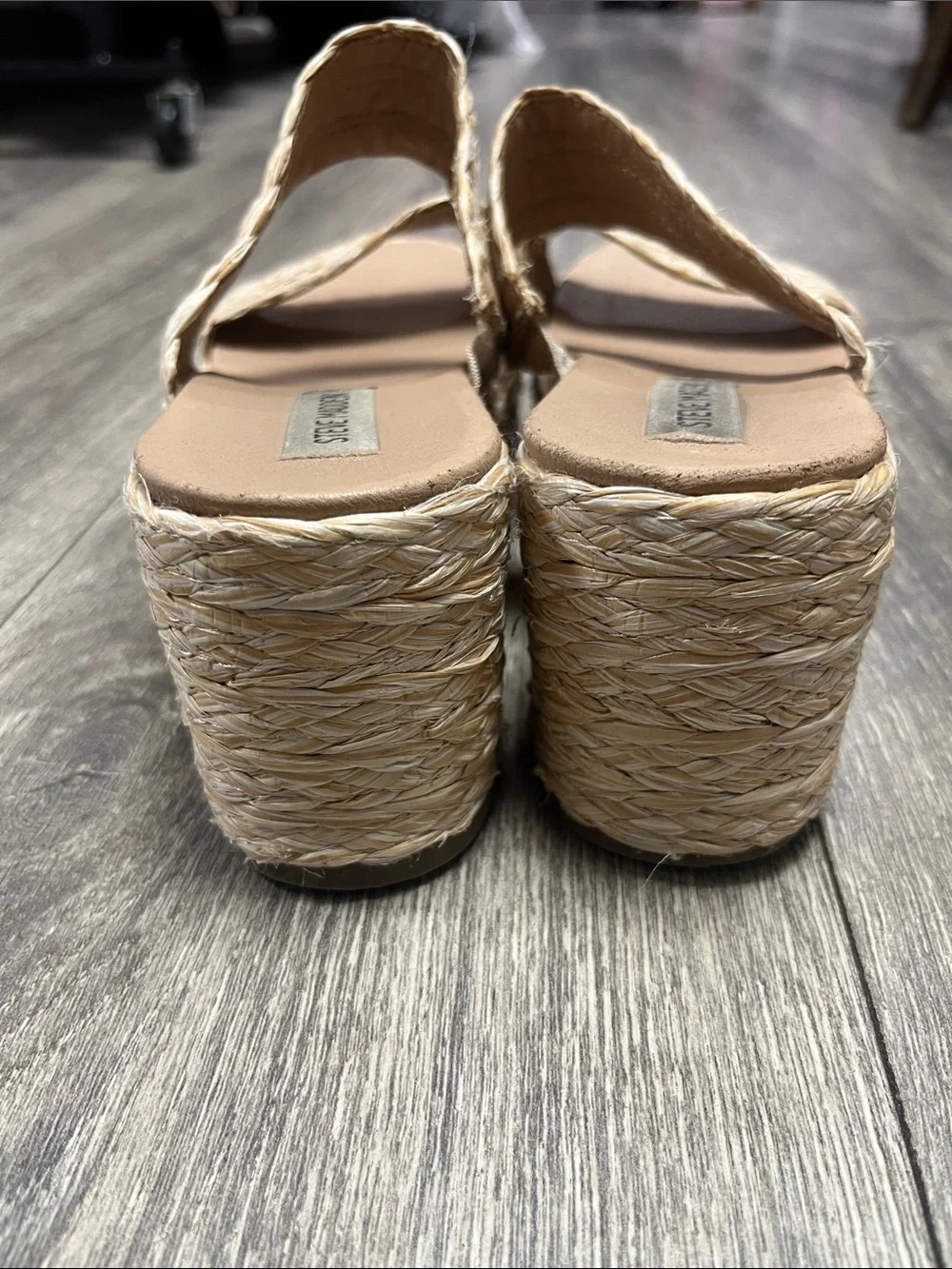 Steve Madden Natural Braided Platform Slide Sandals